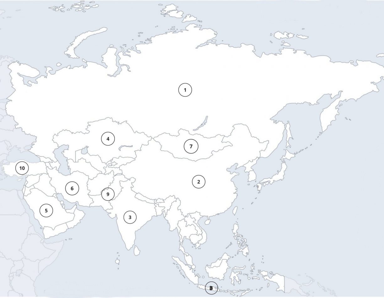 länder Asien karta